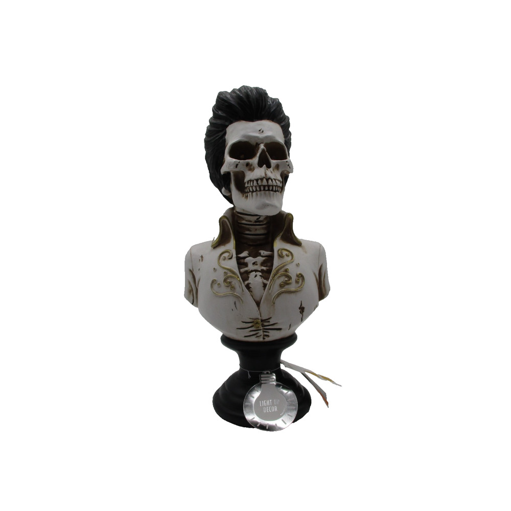 Elvis Skull BUST Light Up LED Eyes Halloween Statue New